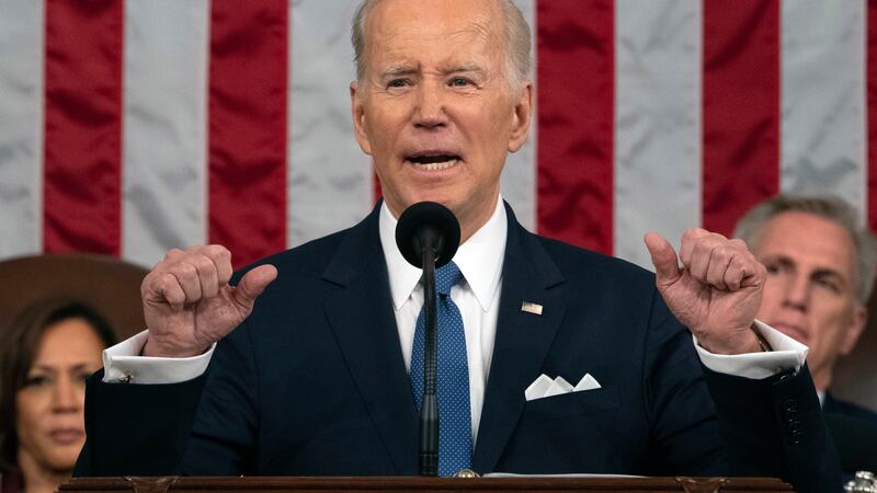 FILE - President Joe Biden delivers the State of the Union address to a joint session of...