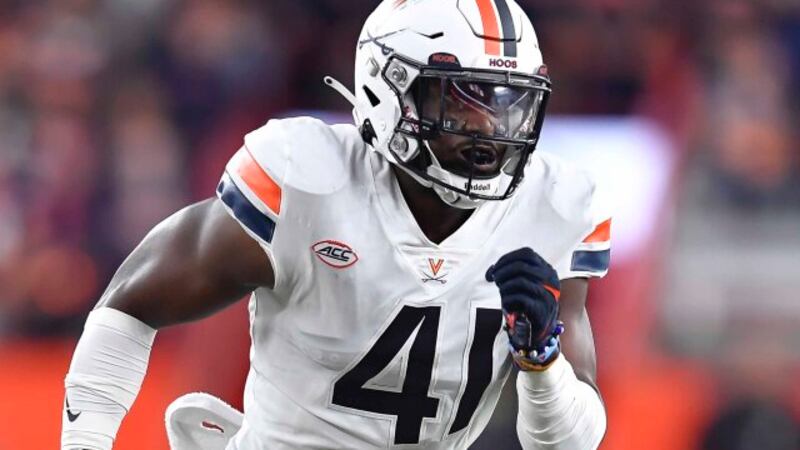 Virginia linebacker D'Sean Perry (41) runs on the field during the second half of an NCAA...