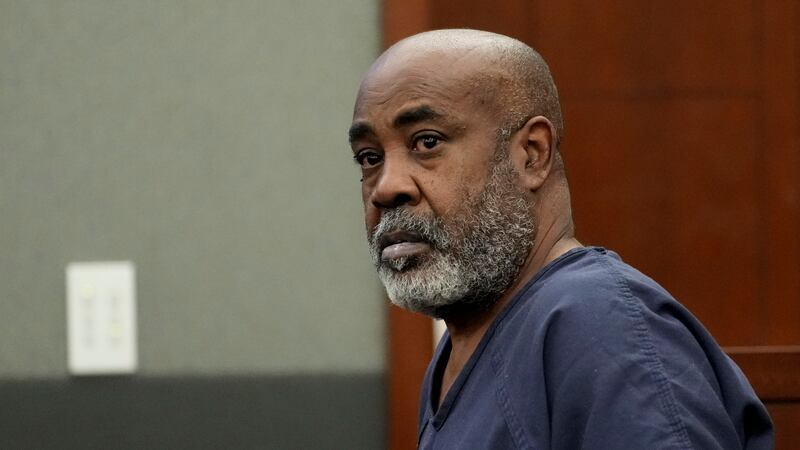 Duane "Keffe D" Davis appears in court Thursday, Oct. 19, 2023, in Las Vegas. Davis has been...