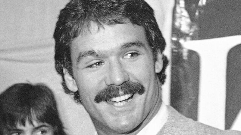 FILE - New England Patriots NFL football player Russ Francis smiles during a press conference...
