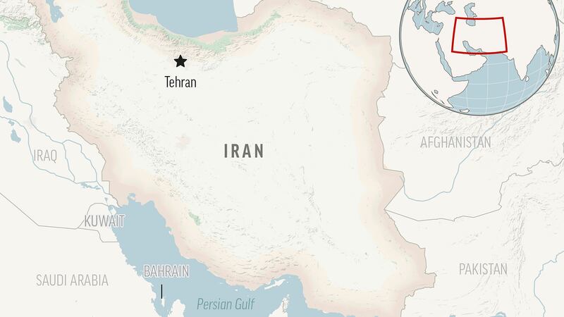 This is a locator map for Iran with its capital, Tehran.