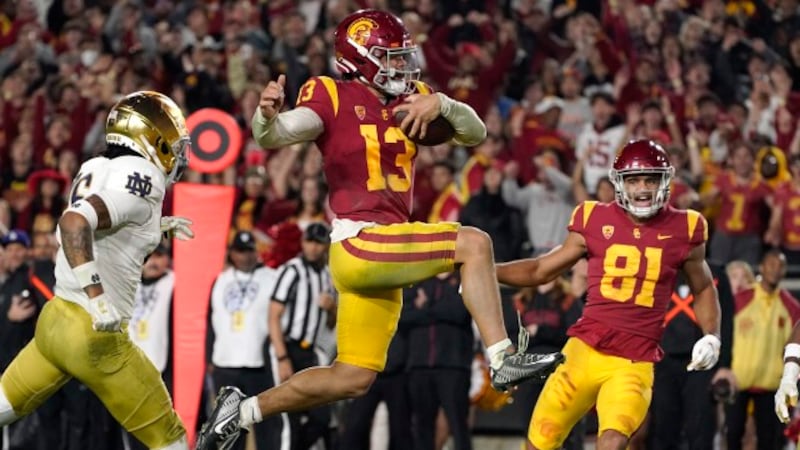 CORRECTS TO SECOND HALF, INSTEAD OF FIRST - Southern California quarterback Caleb Williams...