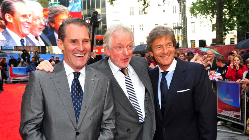 FILE - Actor Ben Cross, from left, British filmmaker Hugh Hudson, and Nigel Havers appear at...